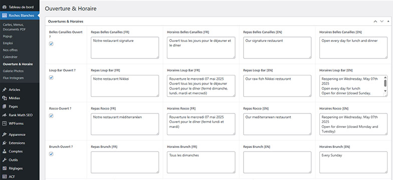 Gestion des contenus au travers de Wordpress